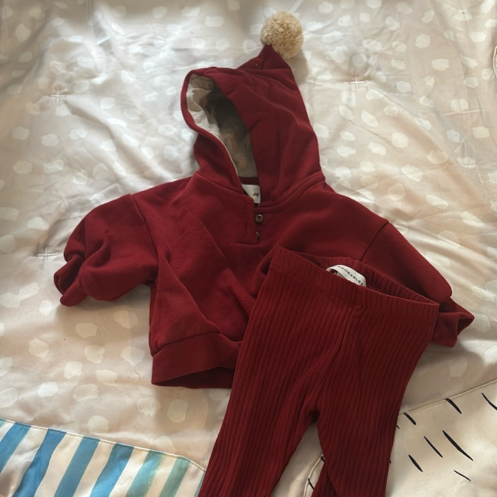 Burgundy baby matching set